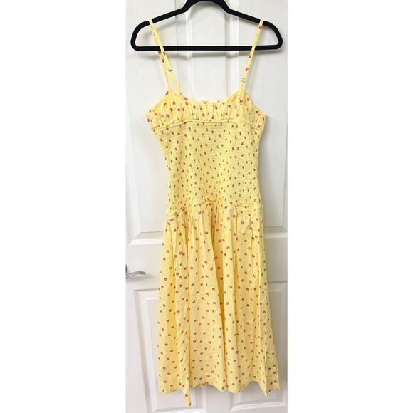 Free People Lavender Daze Dress Small Strawberry Lemon Combo midi yellow New - Picture 7 of 8